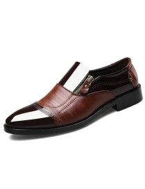 Men Business Dress Pointed Toe Slip-On Shoes, Size:38(Brown)