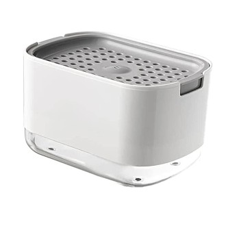 Press Type Soap Dispenser Detachable Double Layer Drainage Design Soap Dish, Spec: White No sponge