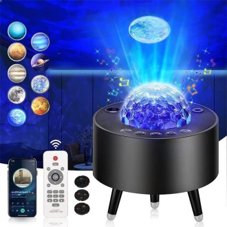 K-1080  LED Bluetooth Planetary Projector Lamp Galaxy Starry Sky Projector Lamp(Black)