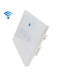 WS-UK-03 EWeLink APP & Touch Control 2A 3 Gangs Tempered Glass Panel Smart Wall Switch, AC 90V-250V, UK Plug