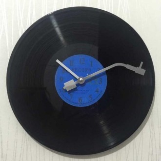 12 Inch Vinyl Record DIY Wall Clock Retro Vintage Record Clock(Blue  Numbers)
