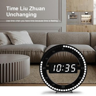 12 Inch Simple LED Ring Round Clock Mute Digital Electronic Clock, Colour: EU Plug