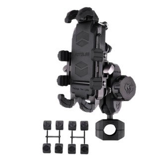 MOTOSLG Crab Motorcycle Phone Clamp Bracket O-Type Rear Mirror Mount with Anti-theft Lock(Black)