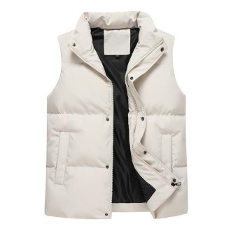 Men Vest Down Cotton Thickened Outerwear Jacket, Size: 6XL(Khaki)