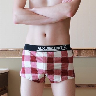 Men Plus Size Mid-waist Breathable Four-corner Flat Underwear (Color:Deep Red Size:L)
