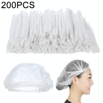 200 PCS Non-woven Disposable Pleated Anti Dust Hat Bath Caps For Spa Hair Salon Beauty(White)