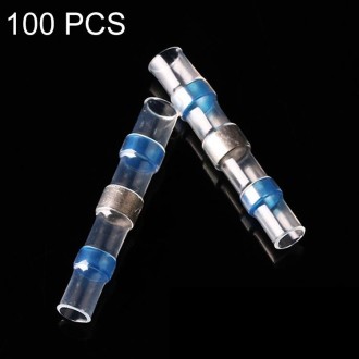 100 PCS AWG16-14 1.5-2.5mm Seal Heat Shrink Butt Wire Connectors Blue Terminals Solder Sleeve(Blue)