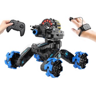DM-518 Four-wheel Battle Blooming Tire Spray Remote Control Car, Specification:Dual Control Soft Bomb(Blue)