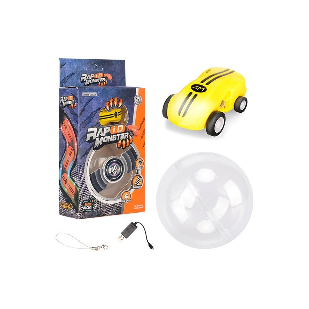 S618 360 Degree Rotary Mini High Speed Laser Pocket Car Racing Model Vehicle Toy(Yellow)