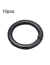 10pcs Zinc Alloy Spring Ring Metal Open Bag Webbing Keychain, Size:2 inch Black
