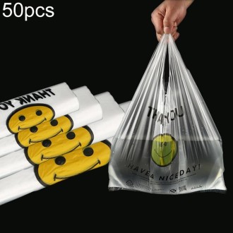 50pcs / Roll 3C Transparent Smiley Plastic Bag Shopping Bag Packaging Bag, Size: 35x55cm