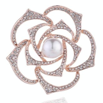 Diamonds Mountain Tea Flower Brooch Pearl Pin Simple Suits Cheongsam Accessories(B07344)