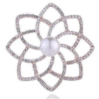Alloy Diamond Double Flower Brooches Temperament Wild Clothes Pin(B07343)