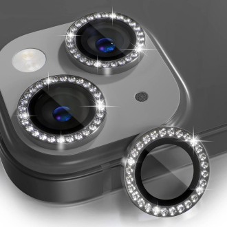 For iPhone 14 / 14 Plus ENKAY AR Anti-reflection Individual Diamond Ring Camera Lens Glass Full Film(Black)