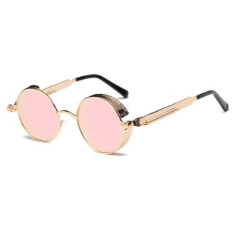 Metal Round Frame Steampunk Retro Sunglasses for Men Women(4)