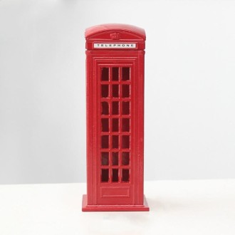 Retro Tin Alloy Telephone Booth Postbox Piggy Bank Decoration(Telephone Booth)