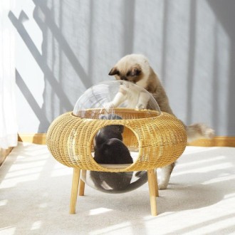 Closed Removable And Washable Breathable Space Capsule Rattan Cat Litter Starry Sky Cat House