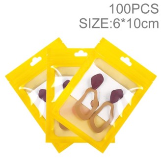 100pcs 6×10cm HD Transparent Window Phone Case Decoration Sealed Bag (Yellow)