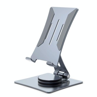 LK-T630 All Aluminium Alloy Foldable Rotating Mobile Phone Tablet Holder, Size: L (Grey)