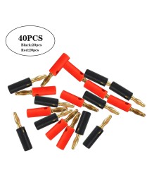 A6549 40 in 1 Car Red and Black Cover Gold-plated 4mm Banana Head Audio Plug