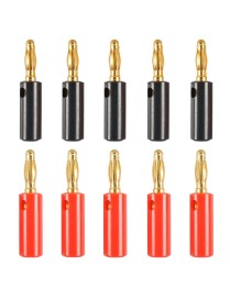 A6545 10 in 1 Car Red and Black Cover Gold-plated 4mm Banana Head Audio Plug