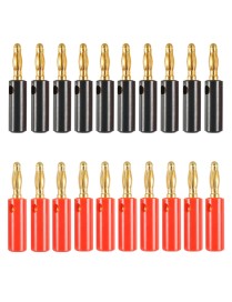 A6546 20 in 1 Car Red and Black Cover Gold-plated 4mm Banana Head Audio Plug