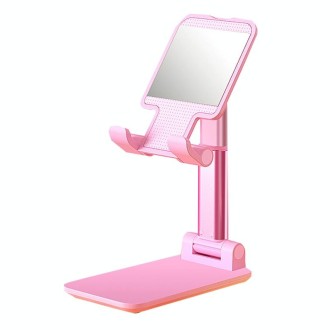 SSKY X5 Desktop Phone Live Foldable Tablet Bracket, Style: With Mirror Version (Pink)