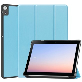 For Docomo dtab D-51C Custer Texture 3-Fold Holder Leather Tablet Case(Sky Blue)