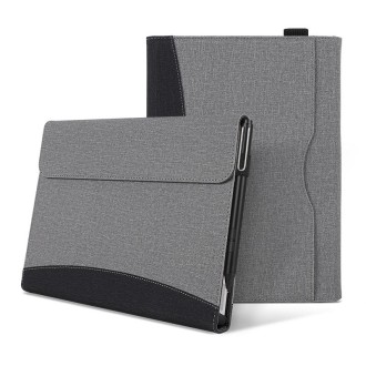 For Microsoft Surface Go 3 / 2 / 1 Cloth Texture Stitching Leather Tablet Case(Black Grey)