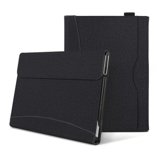 For Microsoft Surface Pro 9 Cloth Texture Stitching Leather Tablet Case(Black)