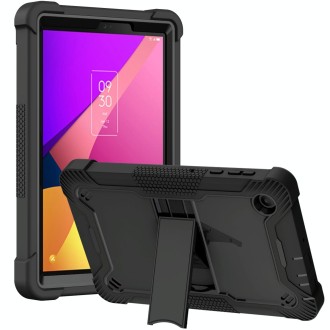 For TCL Tab 8 LE Shockproof Silicone Hybrid PC Tablet Case with Holder(Black)