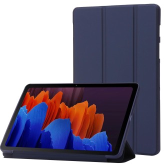 For Samsung Galaxy Tab S8+ / S7+ 3-Fold Holder Silicone Leather Tablet Case(Dark Blue)