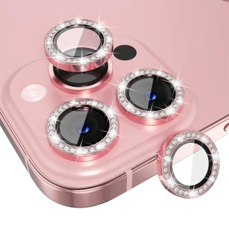 For iPhone 14 Pro / 14 Pro Max ENKAY AR Anti-reflection Individual Diamond Ring Camera Lens Glass Full Film(Pink)