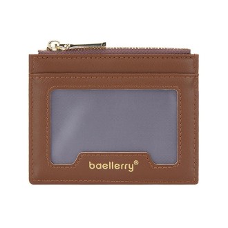 Baellerry Light and Thin Card Bag ID Card Holder Multifunctional Coin Purse(Brown)