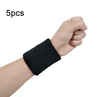 10pcs 8x8cm Women Men Solid Color Cotton Sport Sweatband Brace Wraps Guards(Black)