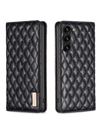 For Samsung Galaxy S24+ 5G Diamond Lattice Magnetic Leather Flip Phone Case(Black)