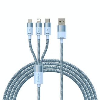 Baseus StarSpeed 3.5A USB to 8 Pin + Type-C + Micro USB 3 in 1 Fast Charging Data Cable, Length:1.2m (Blue)