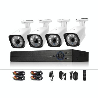 A4B3 / Kit 4CH 1080N Surveillance DVR System and 720P 1.0MP HD Weatherproof CCTV Bullet Camera, Support Infrared Night Vision & 