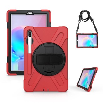 For Samsung Galaxy Tab S6 10.5 inch T860 / T865 Shockproof Colorful Silicone + PC Protective Case with Holder & Shoulder Strap &