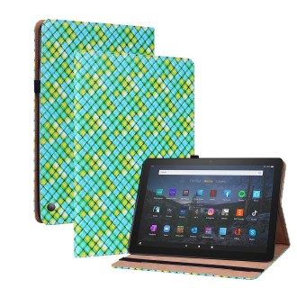 For Amazon Kindle Fire HD10 2021/HD10 Plus 2021 Color Weave Smart Leather Tablet Case(Green)