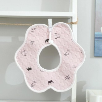 2 PCS Thin Cotton Gauze Waterproof Soft 360 Degree Rotating Baby Bib(Pink)