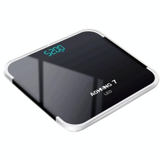 AOHANG7 USB Weight Scale With LED Hidden Screen Tempered Glass Body Scale(Bright Black)