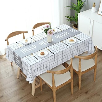 Printinging Coffee Dining Table Cloth PVC Waterproof Oilproof Anti-scalding Tablecloth, Size:140x180cm Dining Table(Hello White)