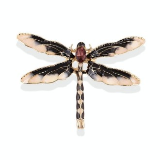 Retro Oil-Dripping Enamel Dragonfly Brooch(Black)