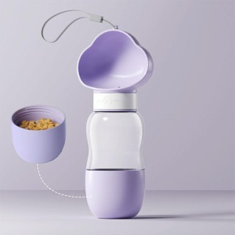 350ml+200ml Dog Go Out Water Cup Portable Accompanying Cup Pet Drinking Water Drinker(Cloud Purple)