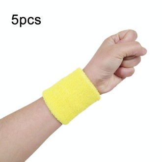 10pcs 8x8cm Women Men Solid Color Cotton Sport Sweatband Brace Wraps Guards(Yellow)