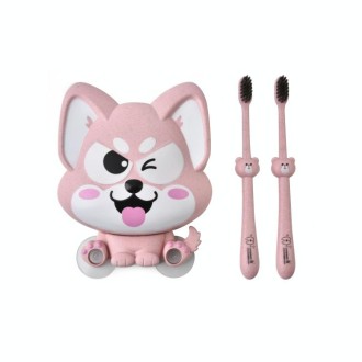 Cartoon Dog Suction Wall Toothbrush Toothpaste Shelf, Size:16x14x5cm(Pink)