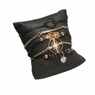 5-in-1 Personality Compass Hexagon Bracelet Diamond Heart Beaded Pendant Jewelry, Color: SKU4159