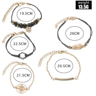 5-in-1 Personality Compass Hexagon Bracelet Diamond Heart Beaded Pendant Jewelry, Color: SKU4159