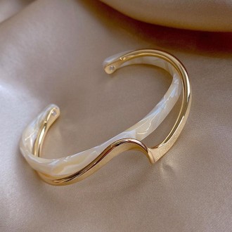 White Shell Plate Bracelet Curved Metal Hand Ornaments(SL02-80)